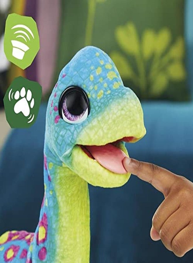 فور ريل لعبة FurReal Snackin' Sam The Bronto، حيوانات أليفة تفاعلية، أكثر من 40 صوتًا ورد فعل، حيوانات أليفة إلكترونية، ألعاب ديناصورات قطيفة للبنات والأولاد بعمر 4 سنوات - Image 5